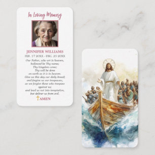 Funeral Jesus prayer card Religious Jesus on boat