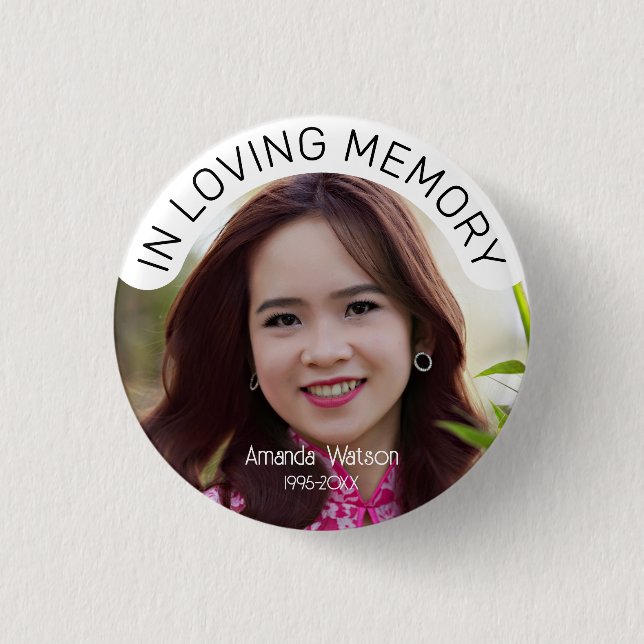 Funeral Keepsake Photo Memorial Tribute  3 Cm Round Badge (Front)