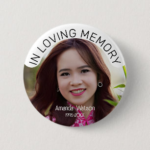 Funeral Keepsake Photo Memorial Tribute 6 Cm Round Badge