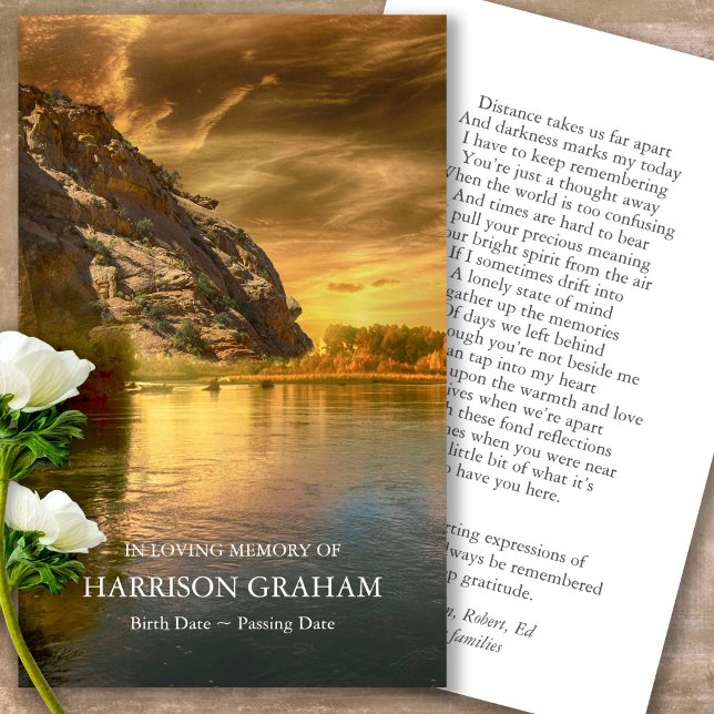 Funeral Lake Mountain Prayer Sympathy Cards (sunset, sunrise, lake, celebration of life, in loving memory of, prayer cards for bereavement)
