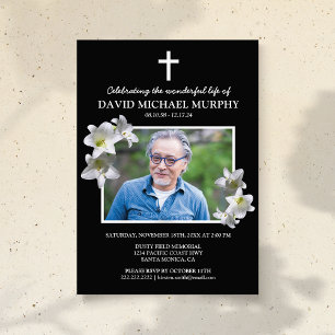 Funeral Lillies   Celebration of Life Photo Invitation