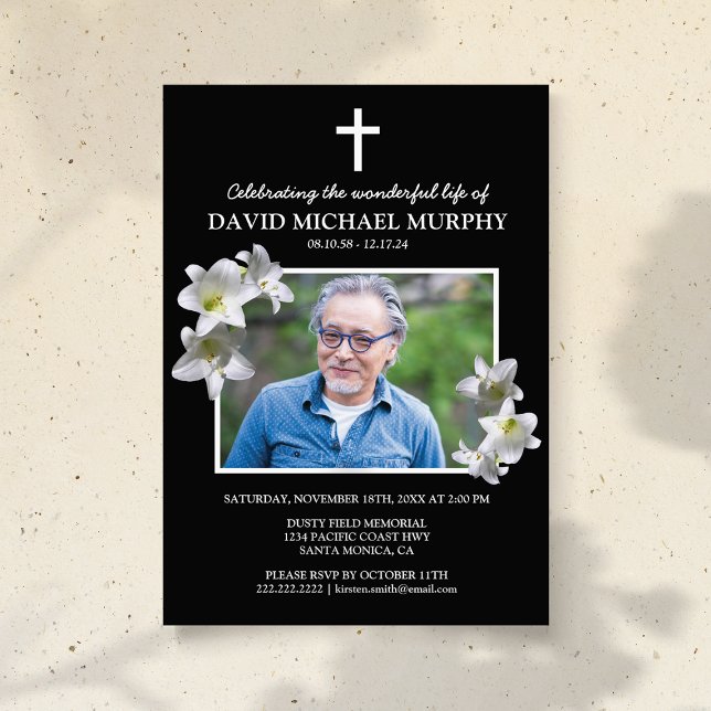 Funeral Lillies | Celebration of Life Photo Invitation (Creator Uploaded)