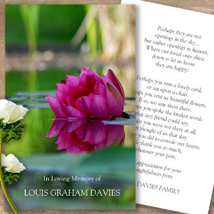 Funeral Lily Pond Memorial Prayer Sympathy Cards