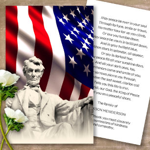 Funeral Lincoln Memorial Prayer Sympathy Cards 