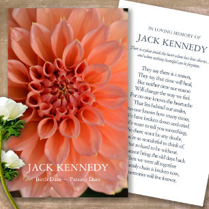 Funeral Loss Dahlia Memorial Prayer Sympathy Cards