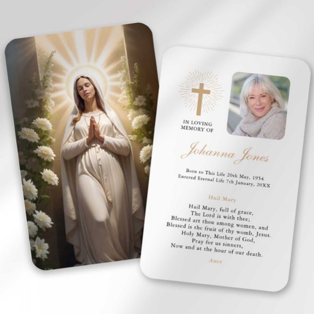 Funeral Loss Hail Mary Prayer Sympathy Card (Creator Uploaded)