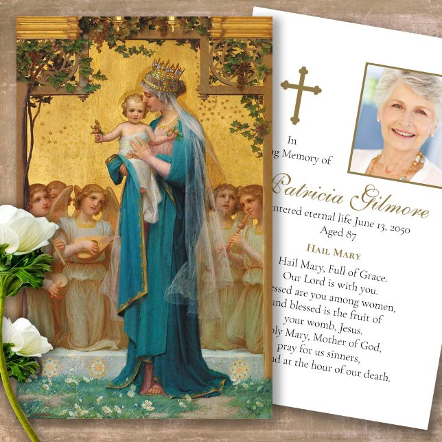 Funeral Loss Madonna & Child Prayer Sympathy Cards (catholic, religious, celebration of life, in loving memory of, prayer cards for bereavement)