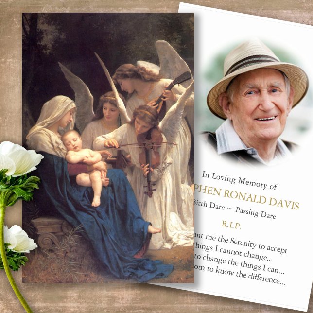 Funeral Loss Mary & Angels Prayer Sympathy Cards (catholic, religious, celebration of life, in loving memory of, prayer cards for bereavement)