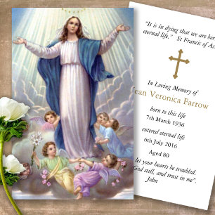 Funeral Loss Our Lady Rosary Prayer Sympathy Cards
