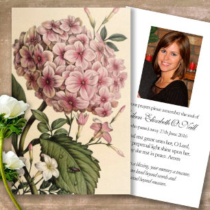 Funeral Loss Pink Hydrangea Prayer Sympathy Cards