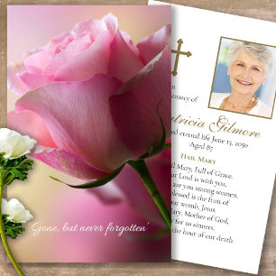 Funeral Loss Pink Rose Prayer Sympathy Cards
