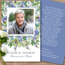 Funeral Loss Purple Florals Prayer Sympathy Cards