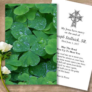 Funeral Loss Shamrock Prayer Sympathy Cards