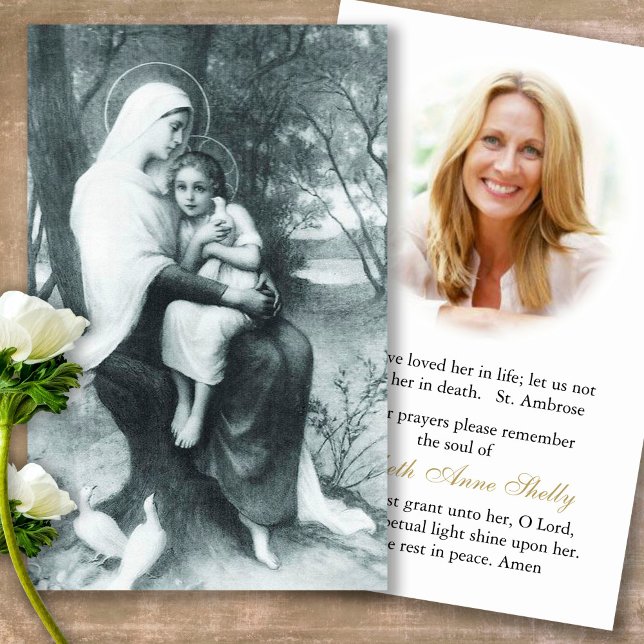 Funeral Loss St Anne & Mary Prayer Sympathy Cards (catholic, religious, celebration of life, in loving memory of, prayer cards for bereavement)