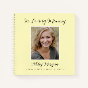 Funeral, Loving Memory, Pale Yellow, Name Dates Notebook