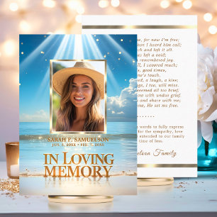 Funeral Mass Service Prayer Thank You Photo Beach Business Card