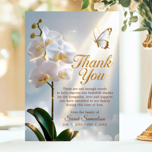Funeral Mass Service Thank You Orchids Butterfly C Card