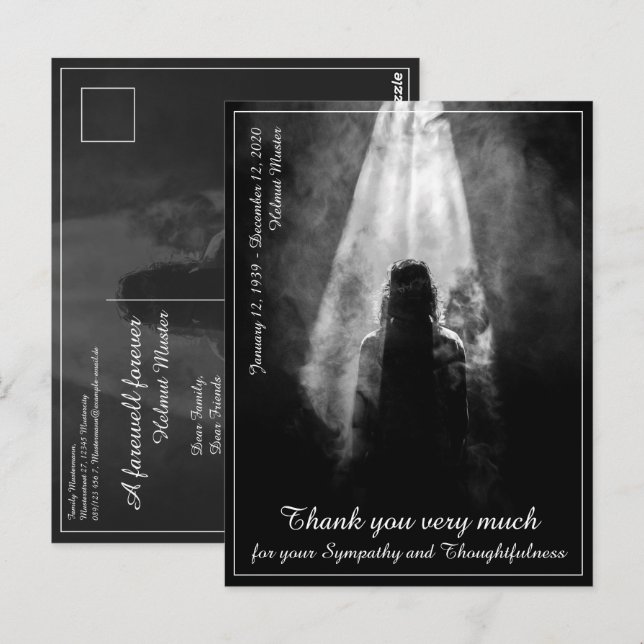 Funeral Meal Menu Card Into the light (Front/Back)