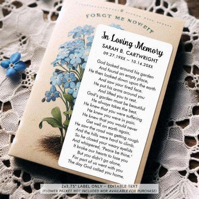 Funeral Memento Gods Garden Poem Personalised (Creator Uploaded)