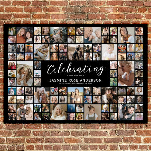 Funeral Memorial 100 Photo Collage Poster