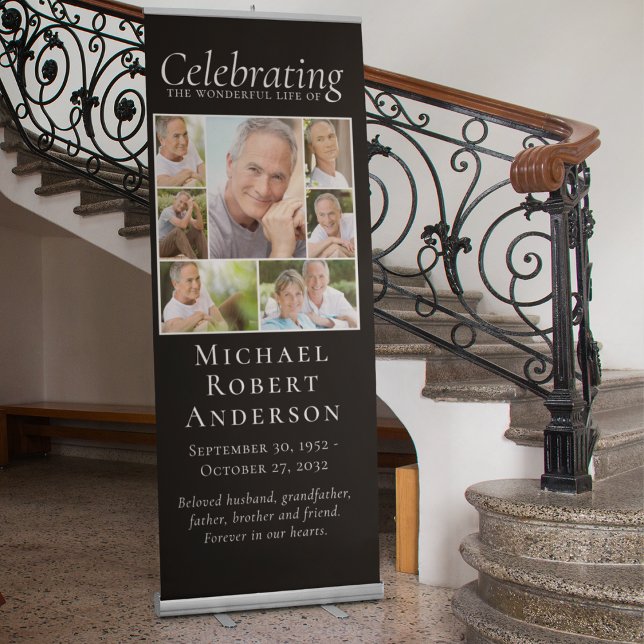 Funeral Memorial 7 Photo Collage Retractable Banner (Creator Uploaded)