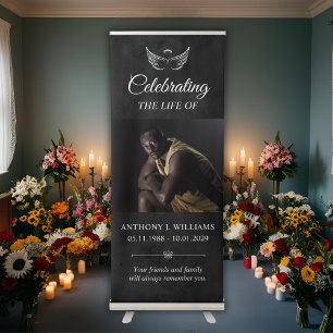 Funeral Memorial Black Personalized Photo Retractable Banner