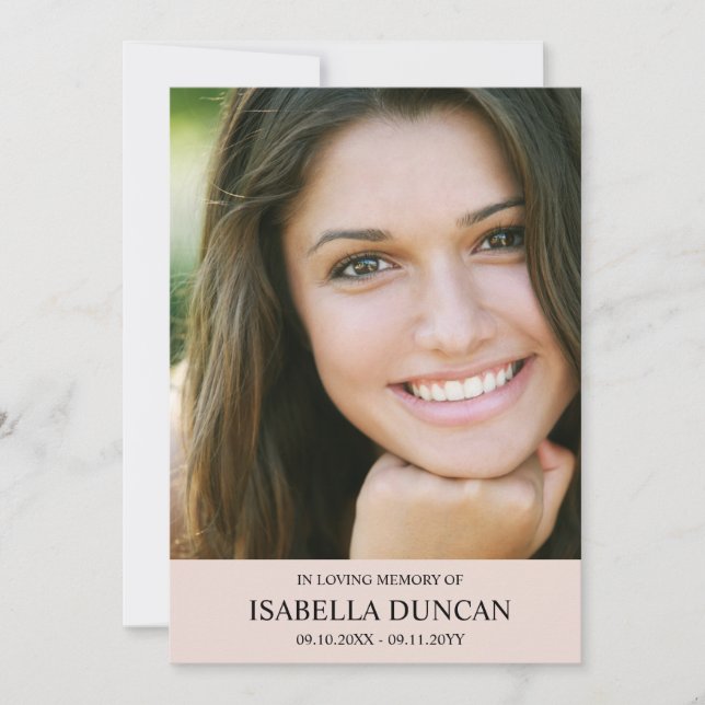 Funeral Memorial | Blush | In loving memory Photo (Front)