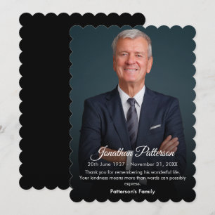 Funeral Memorial Celebration of Life Sympathy Thank You Card