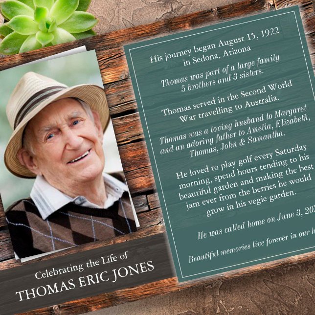 Funeral Memorial | Celebration Of Life Thank You Invitation (Memorial Rustic Celebration of Life, Sympathy Funeral Thank You Card)