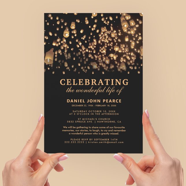 Funeral Memorial Chinese Sky Lanterns Invitation (Creator Uploaded)