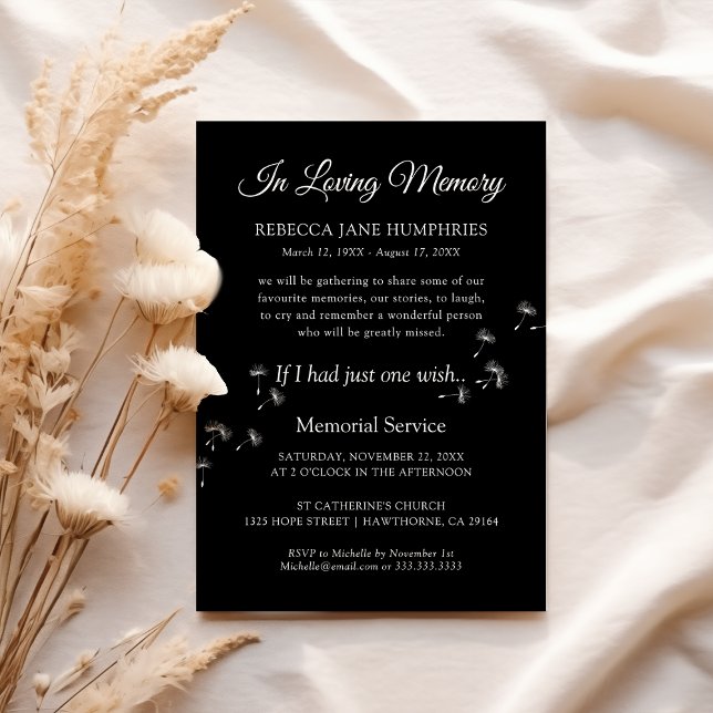 Funeral Memorial Dandelion | Celebration of Life Invitation (Creator Uploaded)