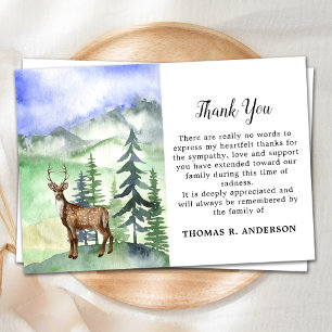 Funeral Memorial Deer Woodland Sympathy Thank You Card