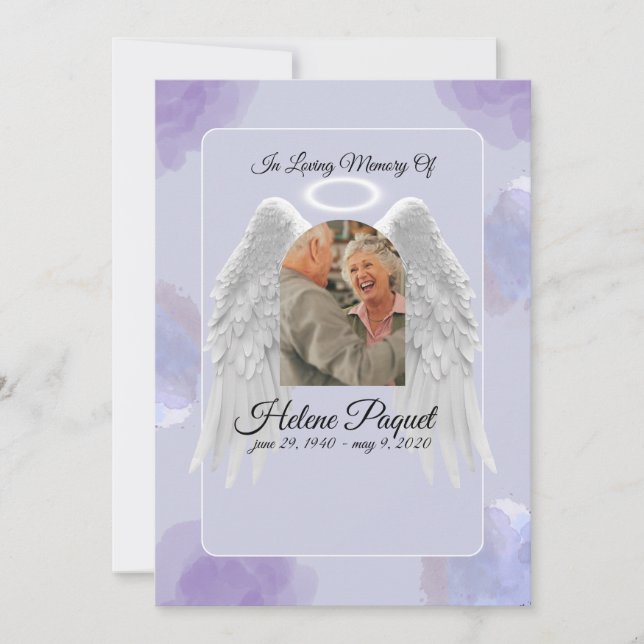 Funeral Memorial Design Template – Angel Wings  (Front)