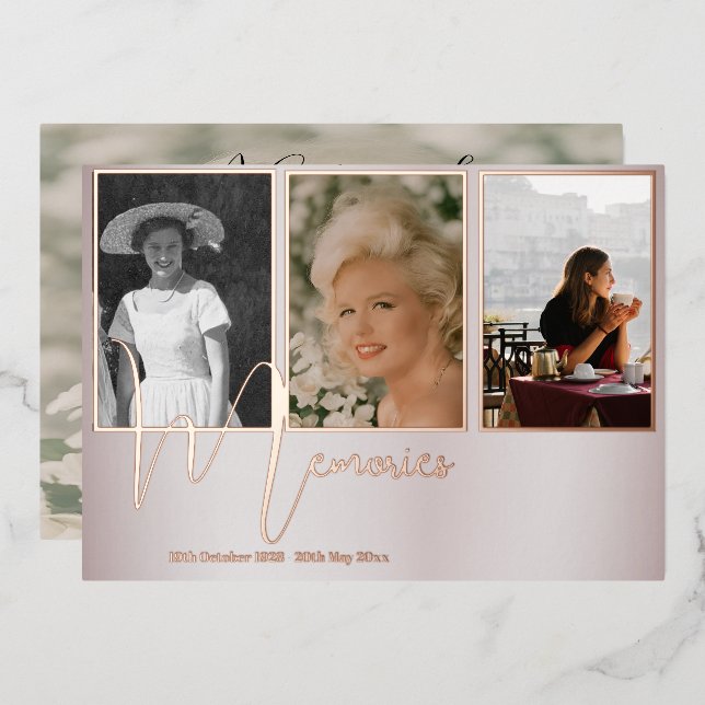 Funeral Memorial Elegant Pastel Modern 4 Photo (Front/Back)