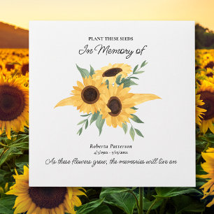 Funeral Memorial Favor, Sunflower Seeds Custom Envelope