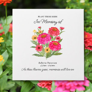 Funeral Memorial Favour, Colourful Zinnia Flowers Envelope