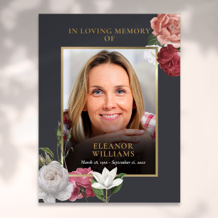 Funeral Memorial Floral Photo Celebration Of Life Poster