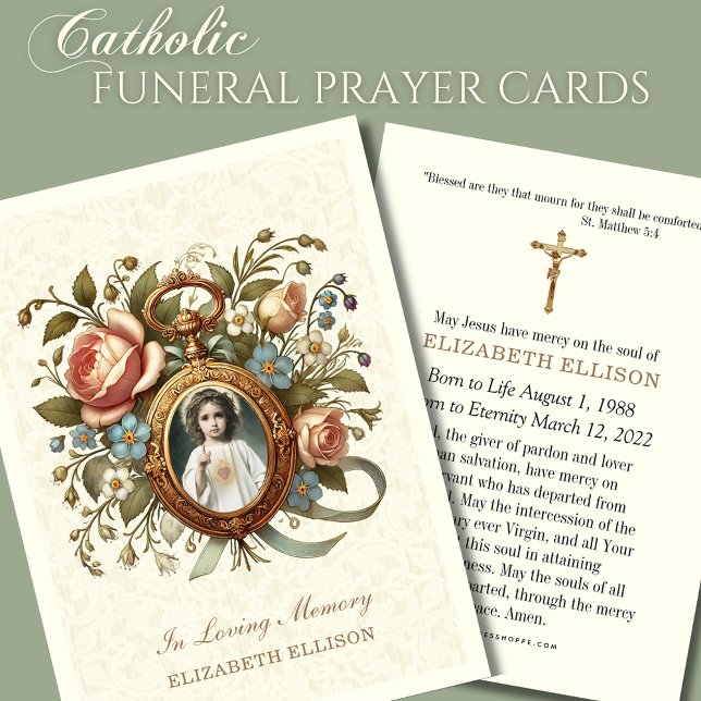 Funeral Memorial Floral Religious Prayer Card (Creator Uploaded)
