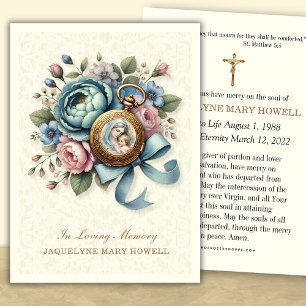 Funeral Memorial Floral Religious Prayer Card