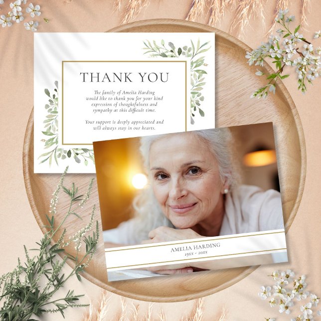 Funeral Memorial Foliage Photo Thank You Card (Funeral Memorial Foliage Photo Thank You Note Card)
