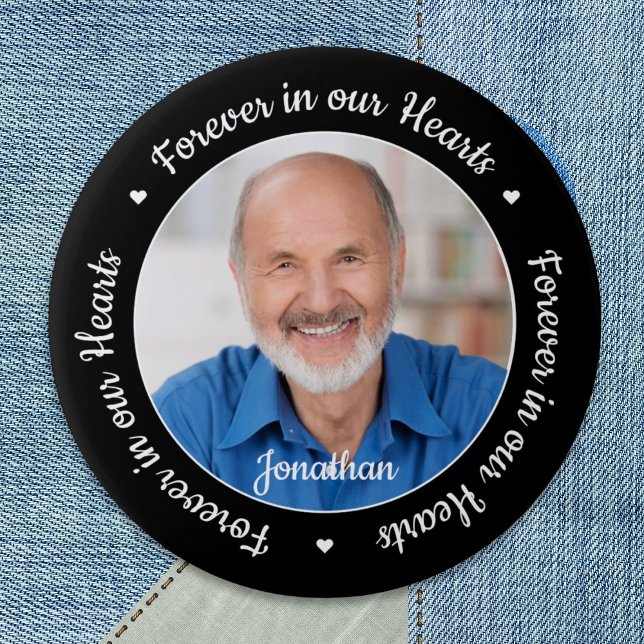 Funeral Memorial Forever in our Hearts Photo 6 Cm Round Badge (Creator Uploaded)