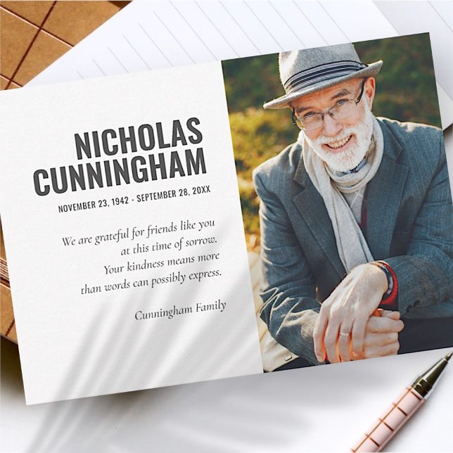 Funeral Memorial Forever In Our Hearts Photo Thank You Card (Creator Uploaded)