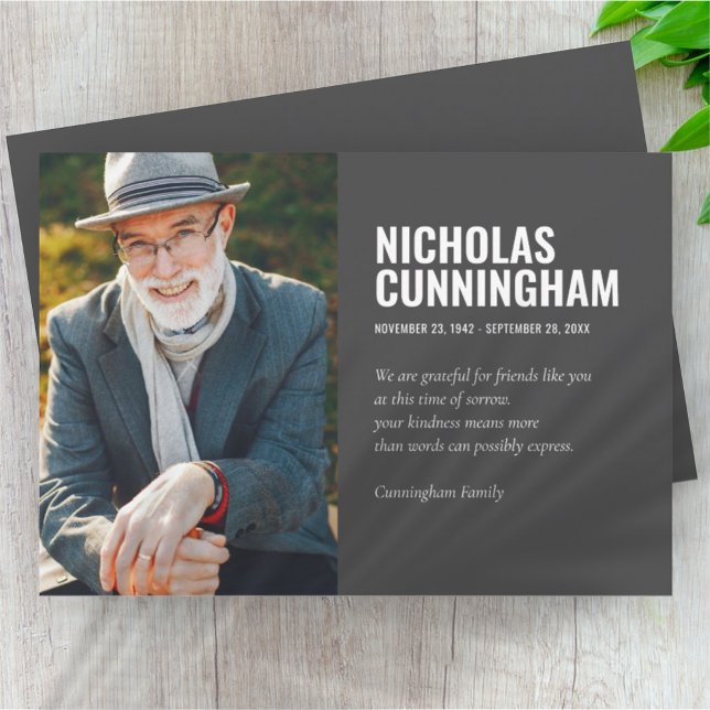 Funeral Memorial Forever In Our Hearts Photo Thank You Card (Creator Uploaded)