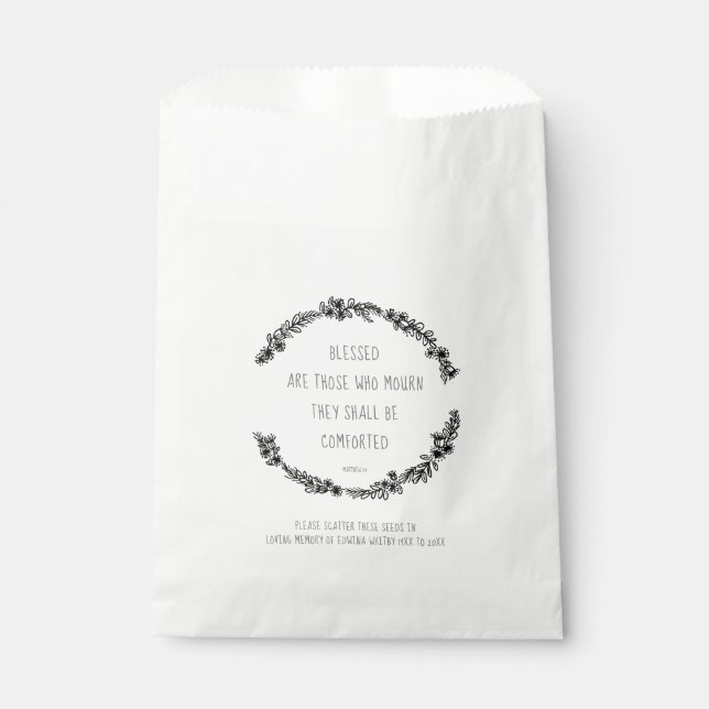 Funeral memorial gift wreath scatter seed bag (Front)