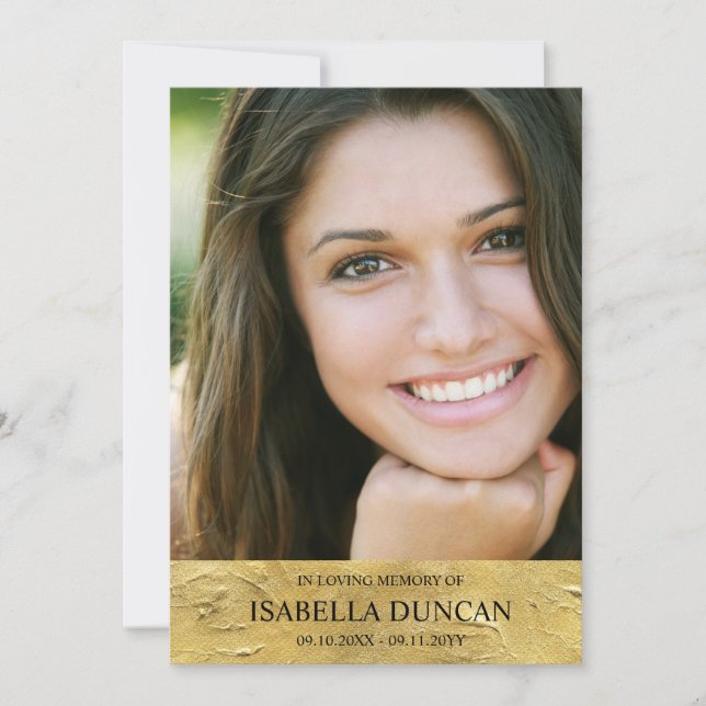 Funeral Memorial | Gold | In loving memory Photo (Front)