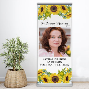 Funeral Memorial In Loving Memory Sunflower Photo Retractable Banner