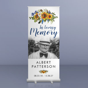 Funeral Memorial In Loving Memory Sunflower Retractable Banner