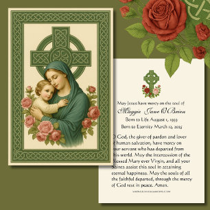 Funeral Memorial Irish Celtic Cross Mary Jesus Business Card