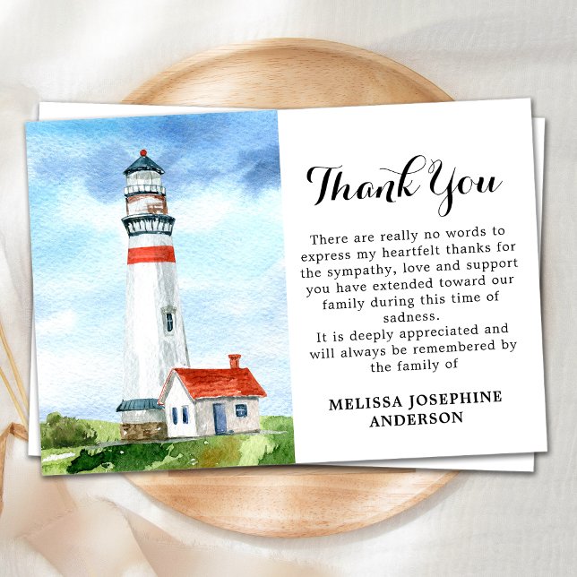 Funeral Memorial Lighthouse Celebration Of Life    Thank You Card (Creator Uploaded)
