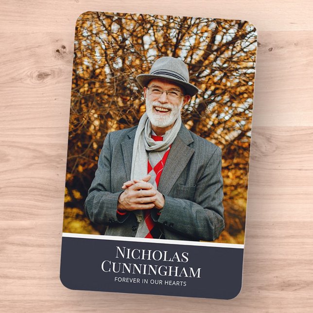 Funeral Memorial Modern Color Block Photo Card Magnet (Creator Uploaded)
